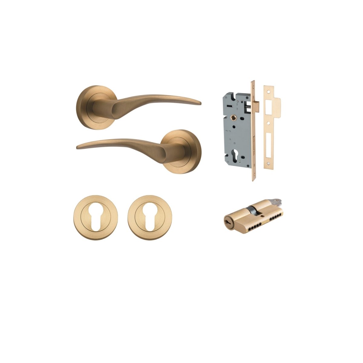 IVER Oxford Solid Brass Round Rose Door Handle – Multiple Finishes Available - Entry - Point - 9364KENTR60KK - Iver