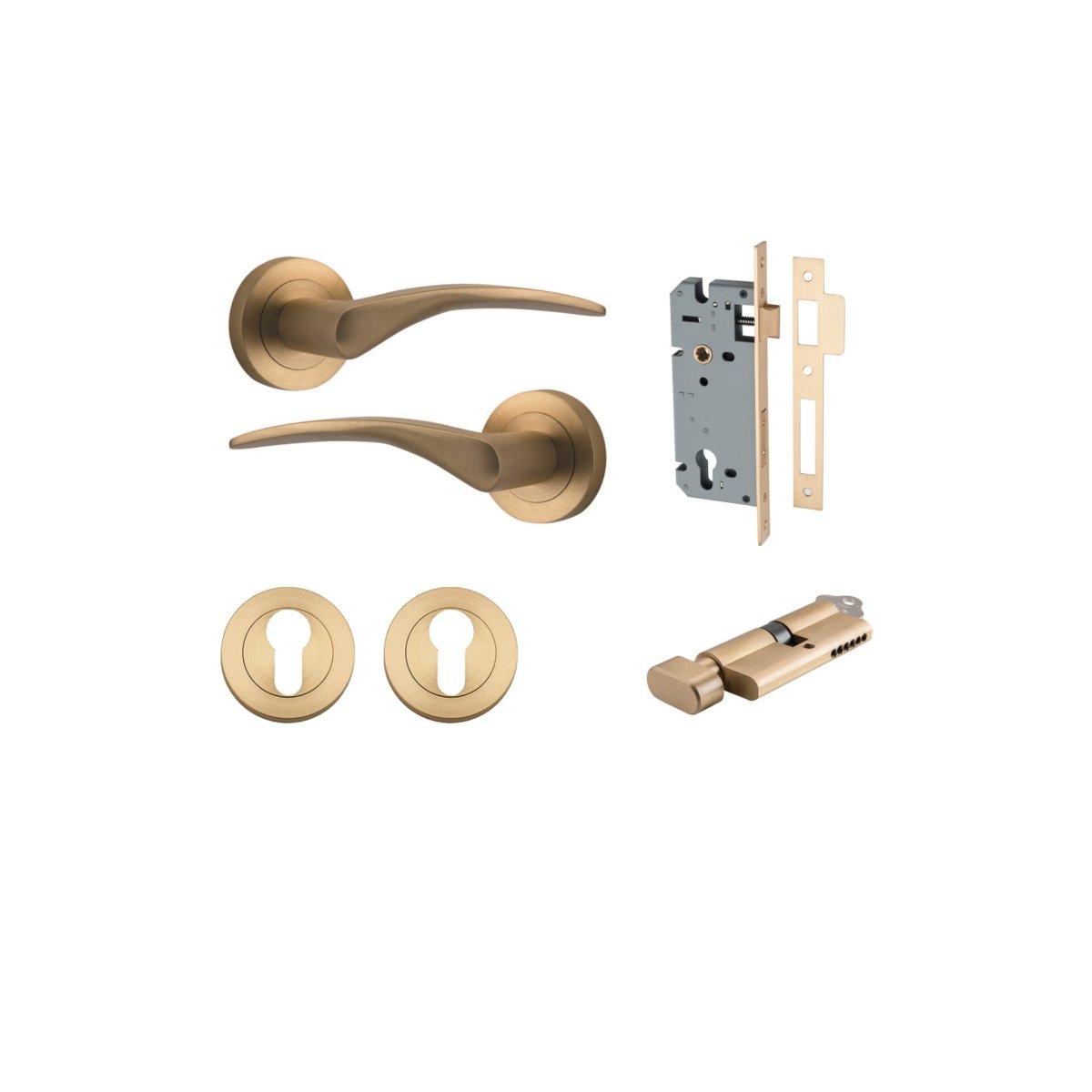 IVER Oxford Solid Brass Round Rose Door Handle – Multiple Finishes Available - Entry - Point - 9364KENTR60KT - Iver