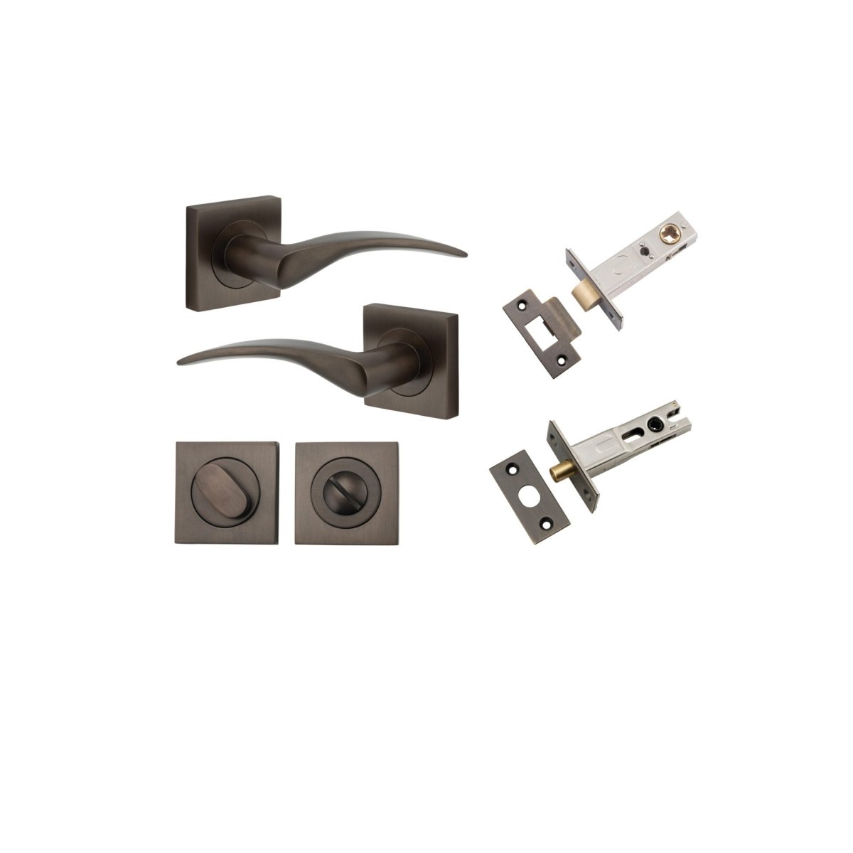 IVER Oxford Solid Brass Square Rose Door Handle – Multiple Finishes Available - Entry - Point - 0281KPRIV60 - Iver