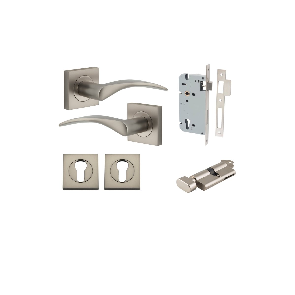 IVER Oxford Solid Brass Square Rose Door Handle – Multiple Finishes Available - Entry - Point - 0289KENTR60KT - Iver