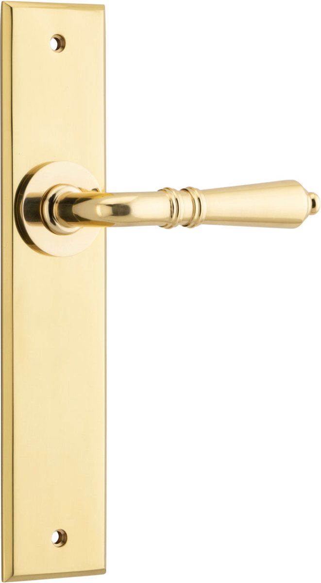 IVER Sarlat Solid Brass Chamfered Plate Door Handle – Multiple Finishes Available - Entry - Point - 10280 - Iver