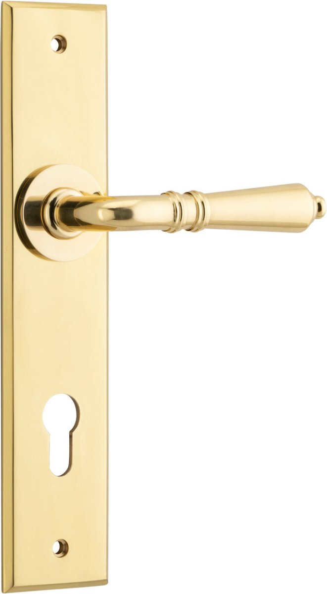IVER Sarlat Solid Brass Chamfered Plate Door Handle – Multiple Finishes Available - Entry - Point - 10280E85 - Iver