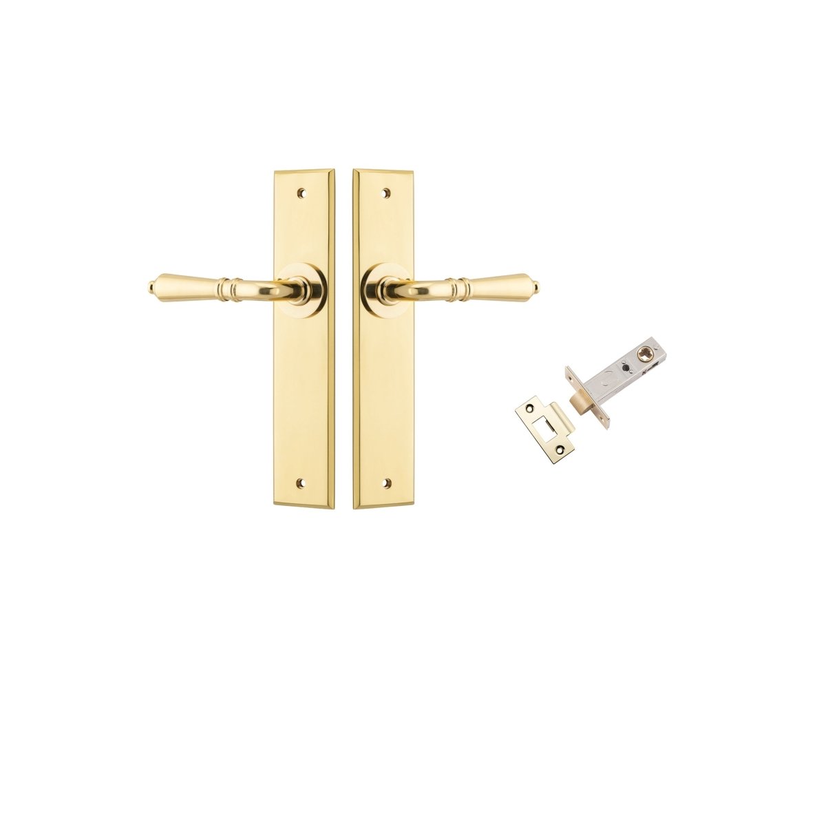 IVER Sarlat Solid Brass Chamfered Plate Door Handle – Multiple Finishes Available - Entry - Point - 10280KPASS60 - Iver