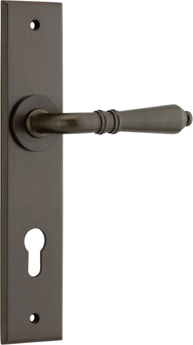 IVER Sarlat Solid Brass Chamfered Plate Door Handle – Multiple Finishes Available - Entry - Point - 10780E85 - Iver