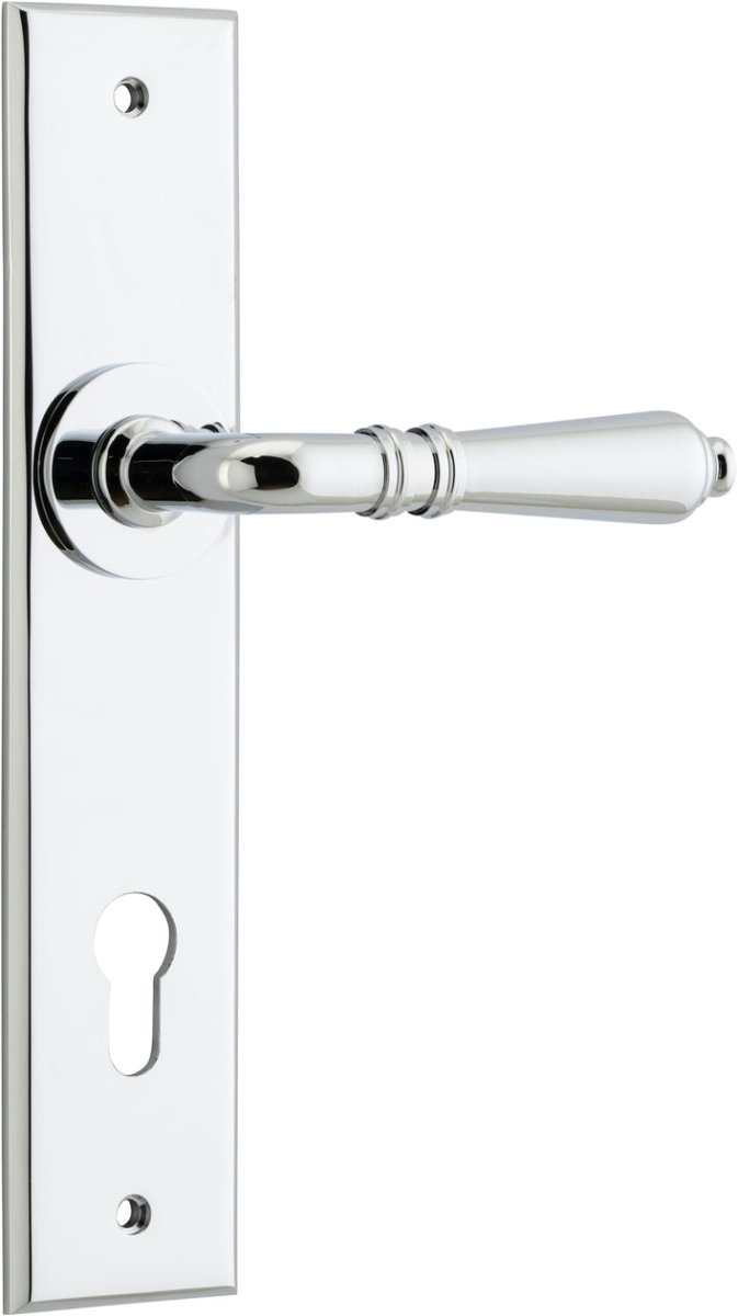 IVER Sarlat Solid Brass Chamfered Plate Door Handle – Multiple Finishes Available - Entry - Point - 11780E85 - Iver