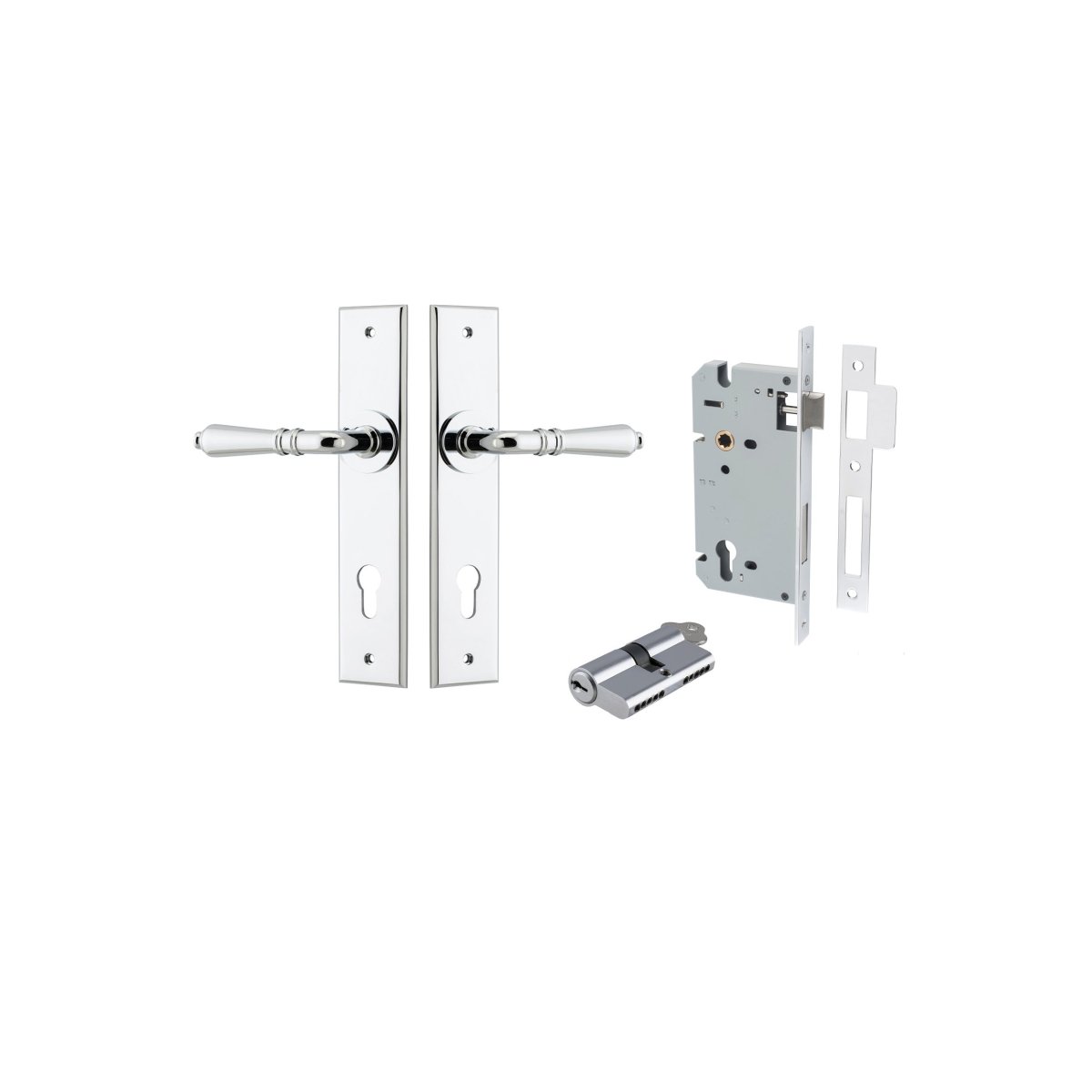 IVER Sarlat Solid Brass Chamfered Plate Door Handle – Multiple Finishes Available - Entry - Point - 11780KENTR60KK - Iver