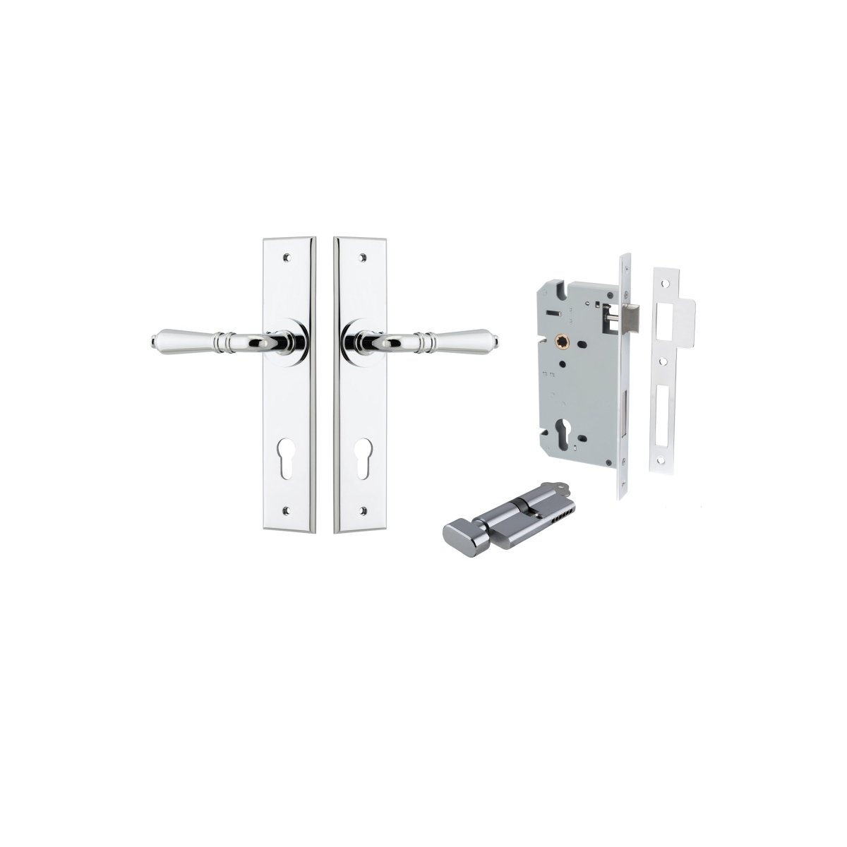 IVER Sarlat Solid Brass Chamfered Plate Door Handle – Multiple Finishes Available - Entry - Point - 11780KENTR60KT - Iver