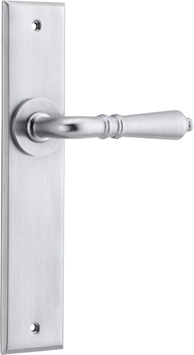 IVER Sarlat Solid Brass Chamfered Plate Door Handle – Multiple Finishes Available - Entry - Point - 12280 - Iver
