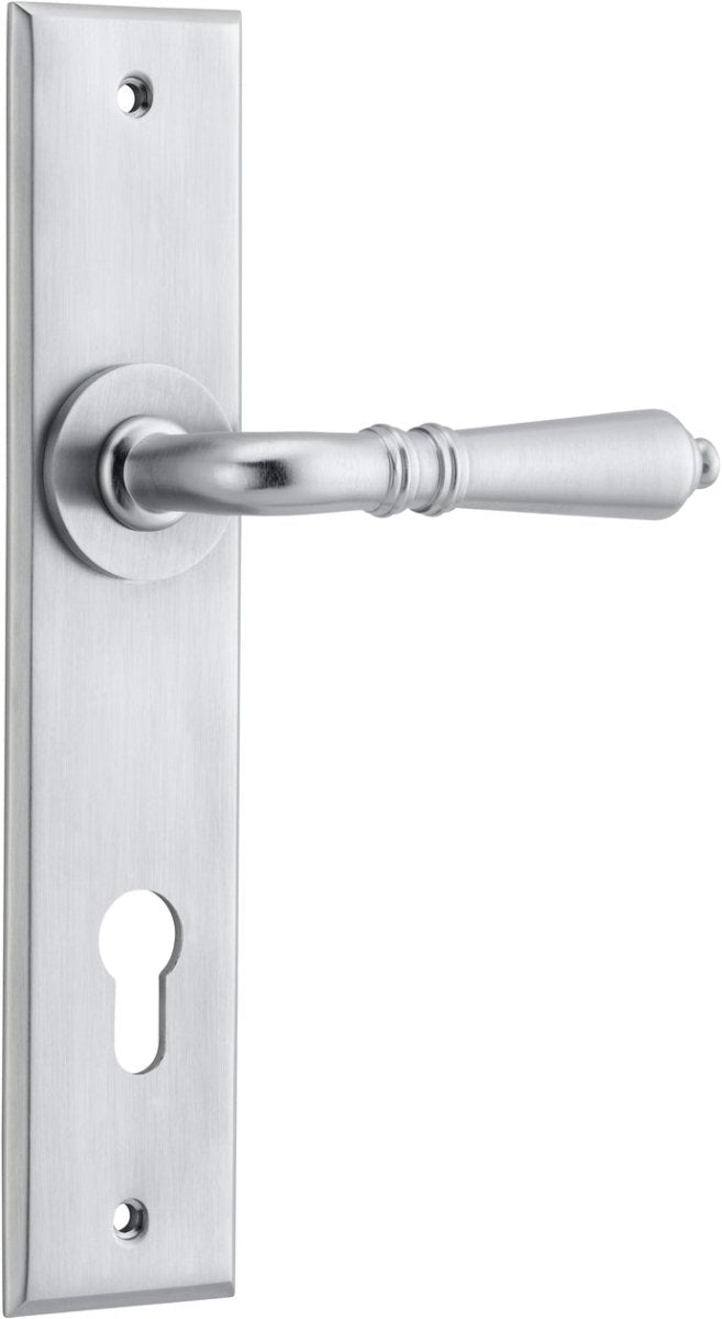 IVER Sarlat Solid Brass Chamfered Plate Door Handle – Multiple Finishes Available - Entry - Point - 12280E85 - Iver