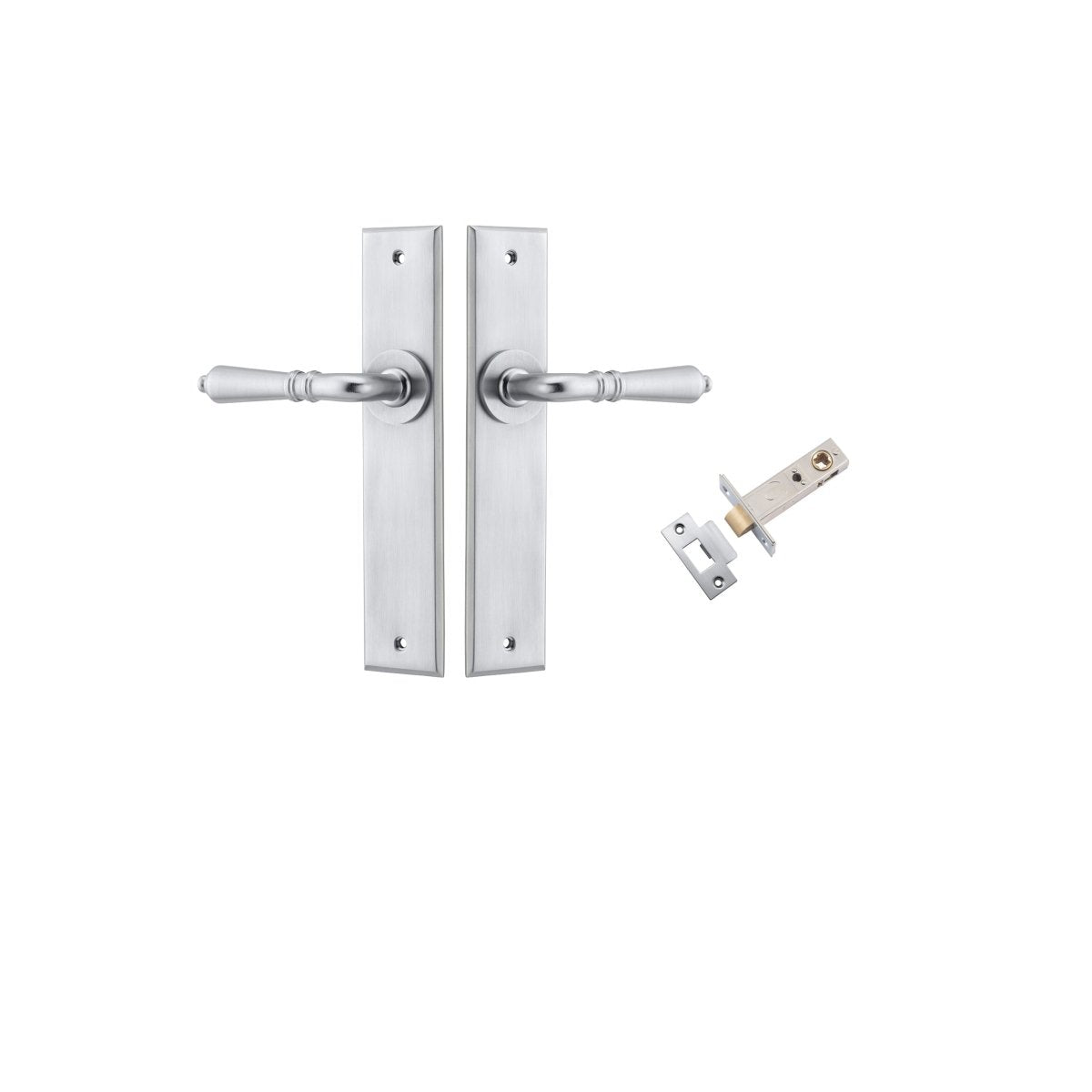 IVER Sarlat Solid Brass Chamfered Plate Door Handle – Multiple Finishes Available - Entry - Point - 12280KPASS60 - Iver