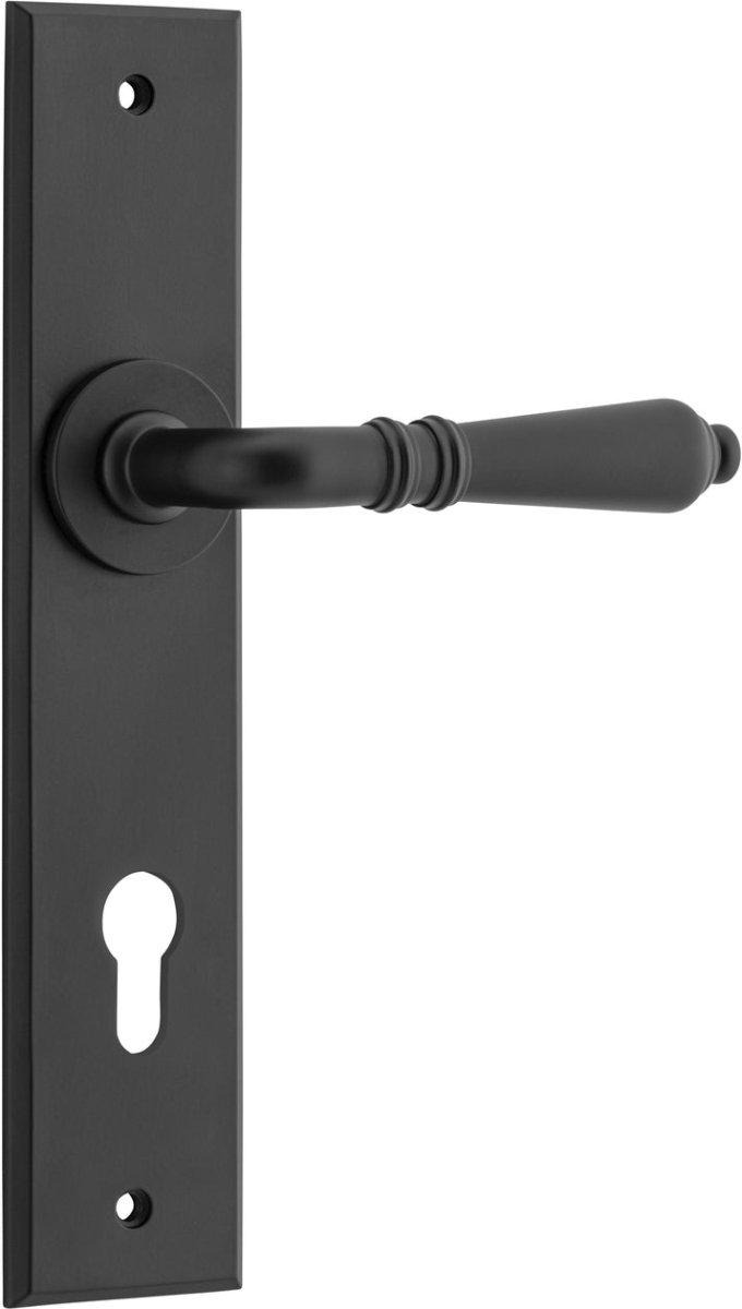 IVER Sarlat Solid Brass Chamfered Plate Door Handle – Multiple Finishes Available - Entry - Point - 12780E85 - Iver
