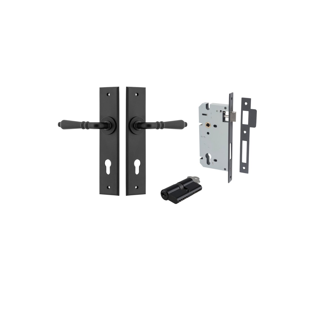 IVER Sarlat Solid Brass Chamfered Plate Door Handle – Multiple Finishes Available - Entry - Point - 12780KENTR60KK - Iver