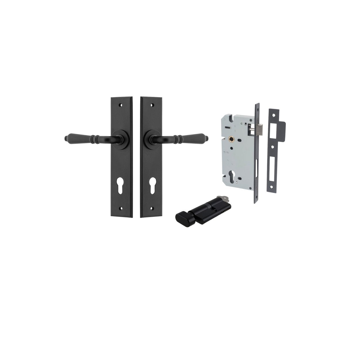IVER Sarlat Solid Brass Chamfered Plate Door Handle – Multiple Finishes Available - Entry - Point - 12780KENTR60KT - Iver