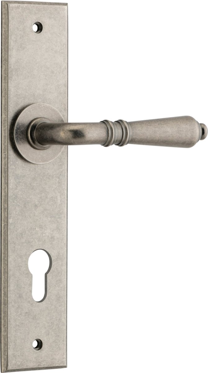 IVER Sarlat Solid Brass Chamfered Plate Door Handle – Multiple Finishes Available - Entry - Point - 13780E85 - Iver