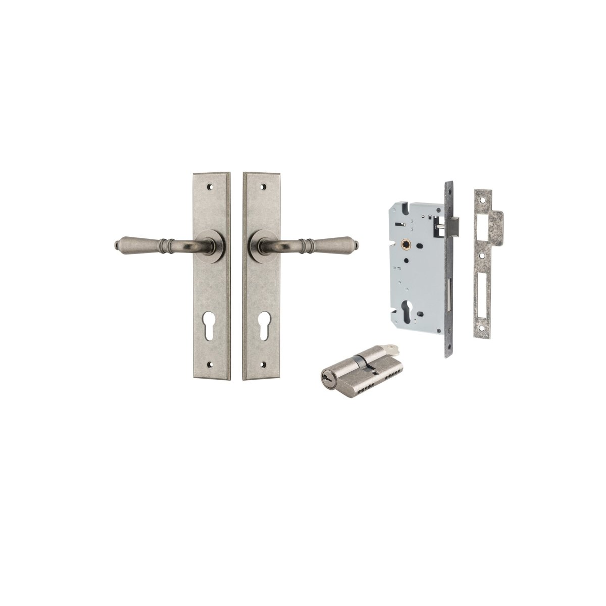 IVER Sarlat Solid Brass Chamfered Plate Door Handle – Multiple Finishes Available - Entry - Point - 13780KENTR60KK - Iver