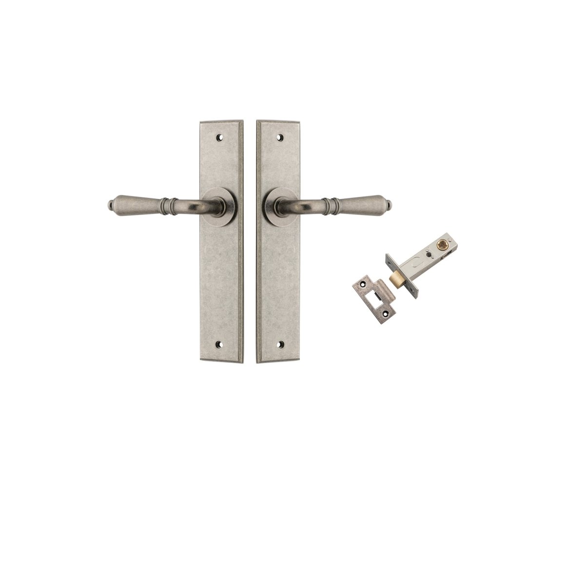 IVER Sarlat Solid Brass Chamfered Plate Door Handle – Multiple Finishes Available - Entry - Point - 13780KPASS60 - Iver