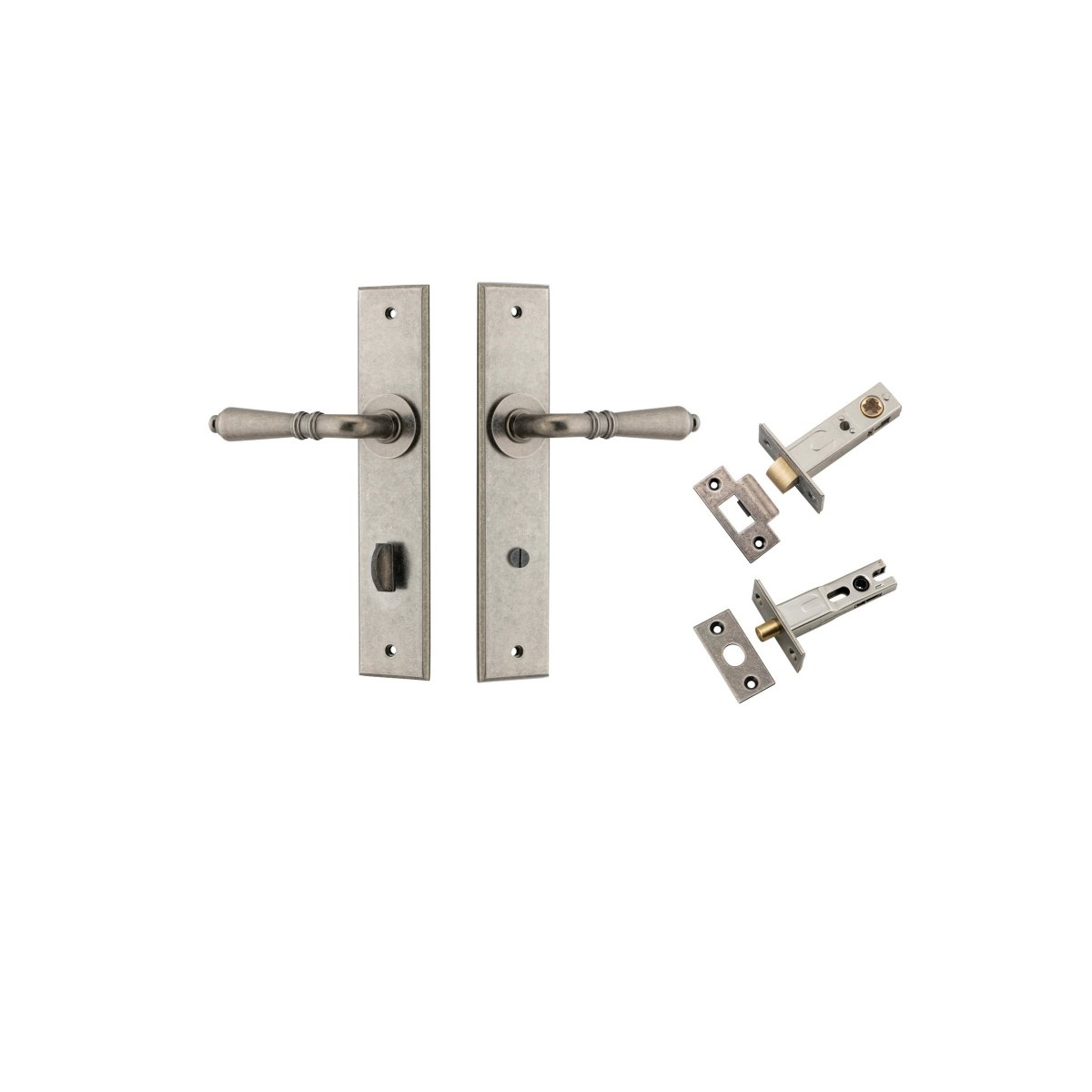 IVER Sarlat Solid Brass Chamfered Plate Door Handle – Multiple Finishes Available - Entry - Point - 13780KPRIV60 - Iver