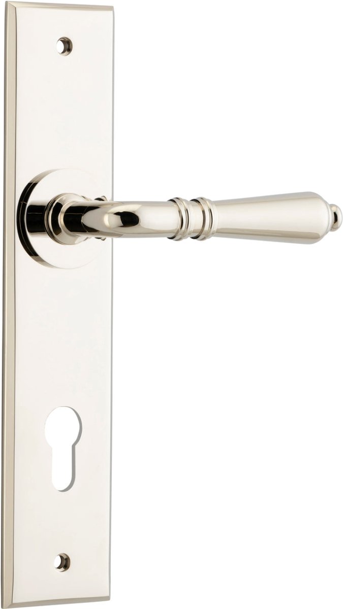 IVER Sarlat Solid Brass Chamfered Plate Door Handle – Multiple Finishes Available - Entry - Point - 14280E85 - Iver