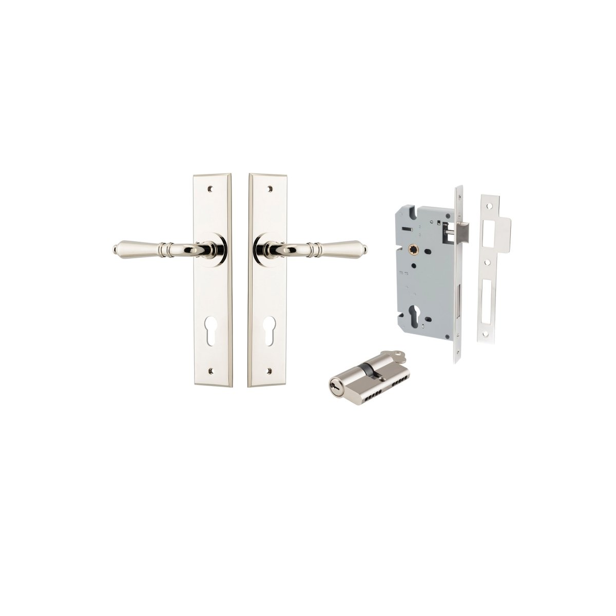 IVER Sarlat Solid Brass Chamfered Plate Door Handle – Multiple Finishes Available - Entry - Point - 14280KENTR60KK - Iver