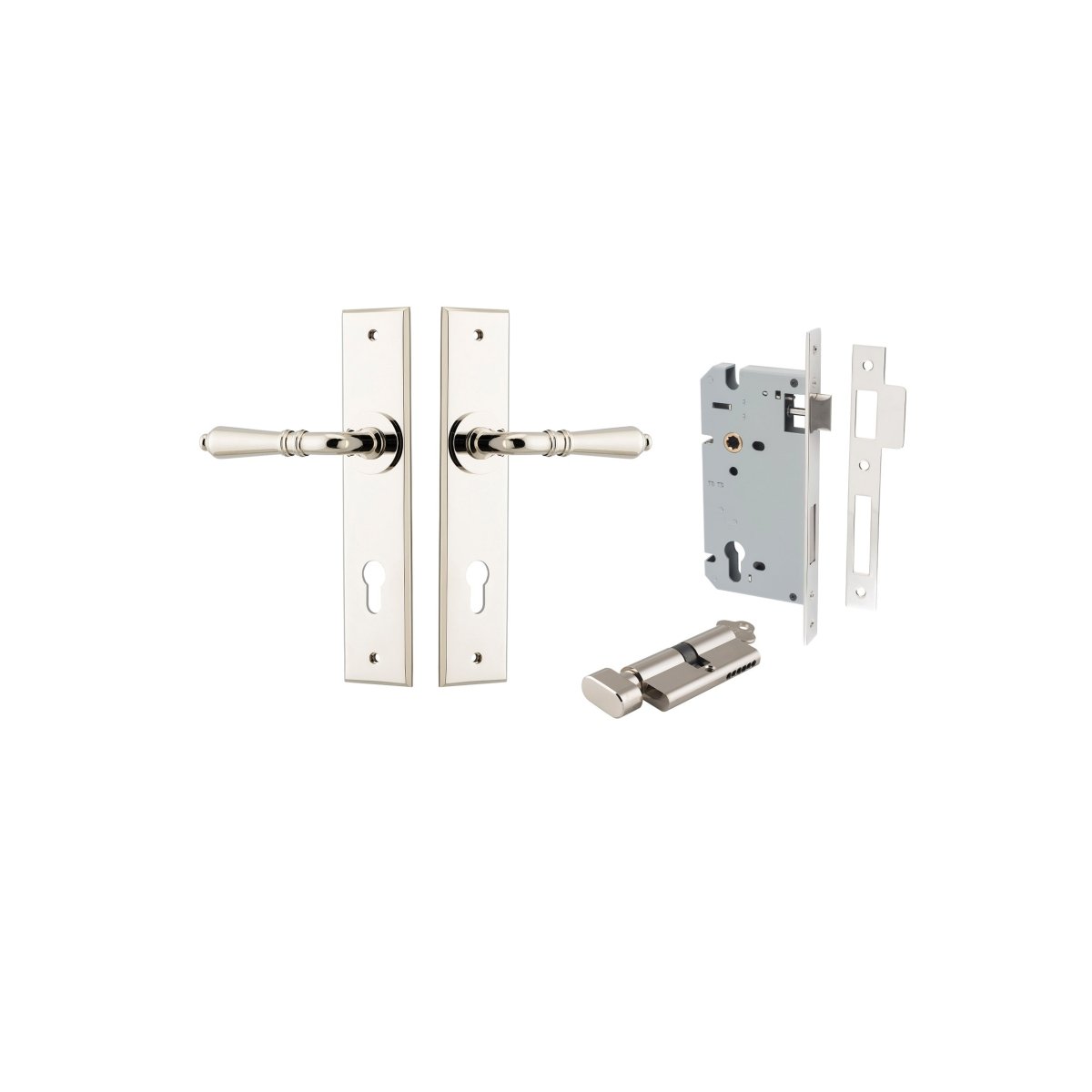 IVER Sarlat Solid Brass Chamfered Plate Door Handle – Multiple Finishes Available - Entry - Point - 14280KENTR60KT - Iver