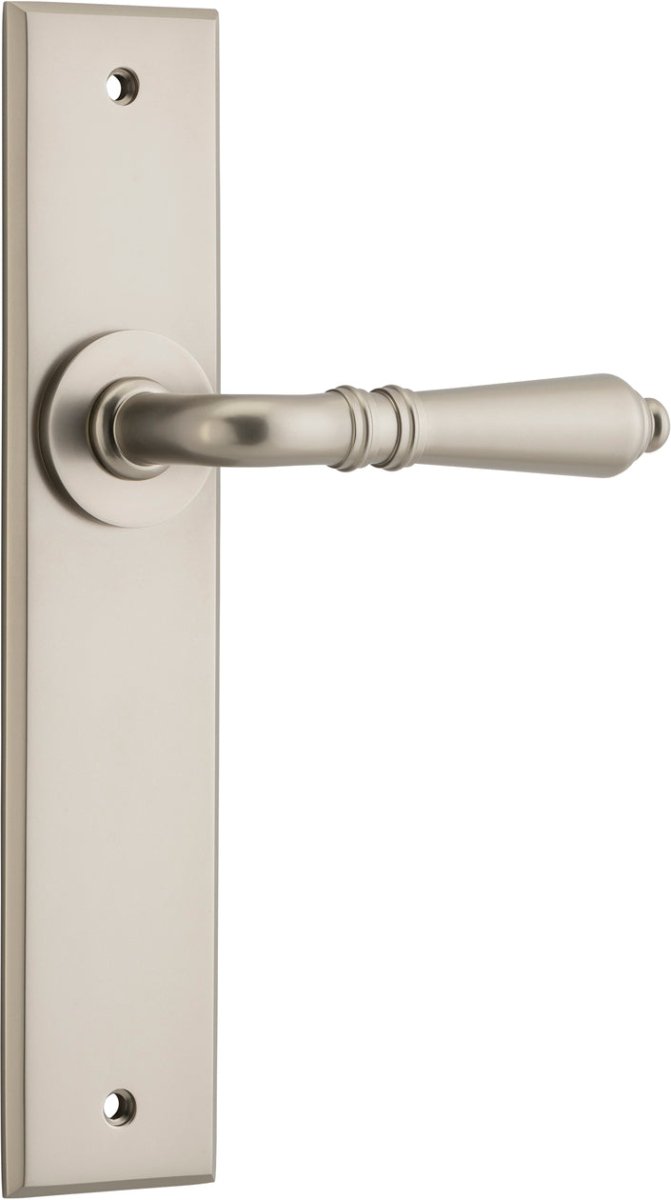 IVER Sarlat Solid Brass Chamfered Plate Door Handle – Multiple Finishes Available - Entry - Point - 14780 - Iver
