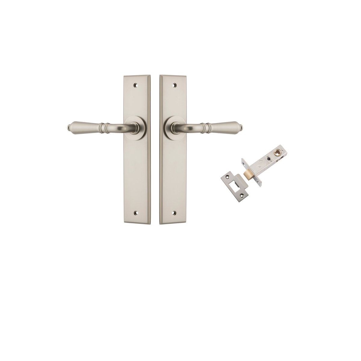 IVER Sarlat Solid Brass Chamfered Plate Door Handle – Multiple Finishes Available - Entry - Point - 14780KPASS60 - Iver