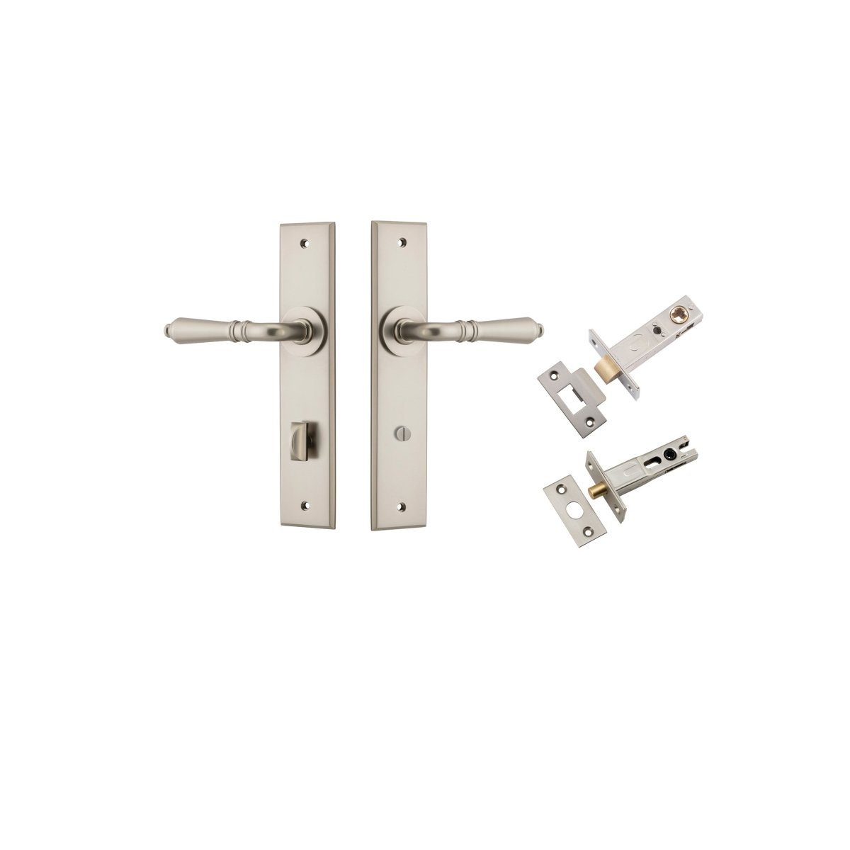 IVER Sarlat Solid Brass Chamfered Plate Door Handle – Multiple Finishes Available - Entry - Point - 14780KPRIV60 - Iver