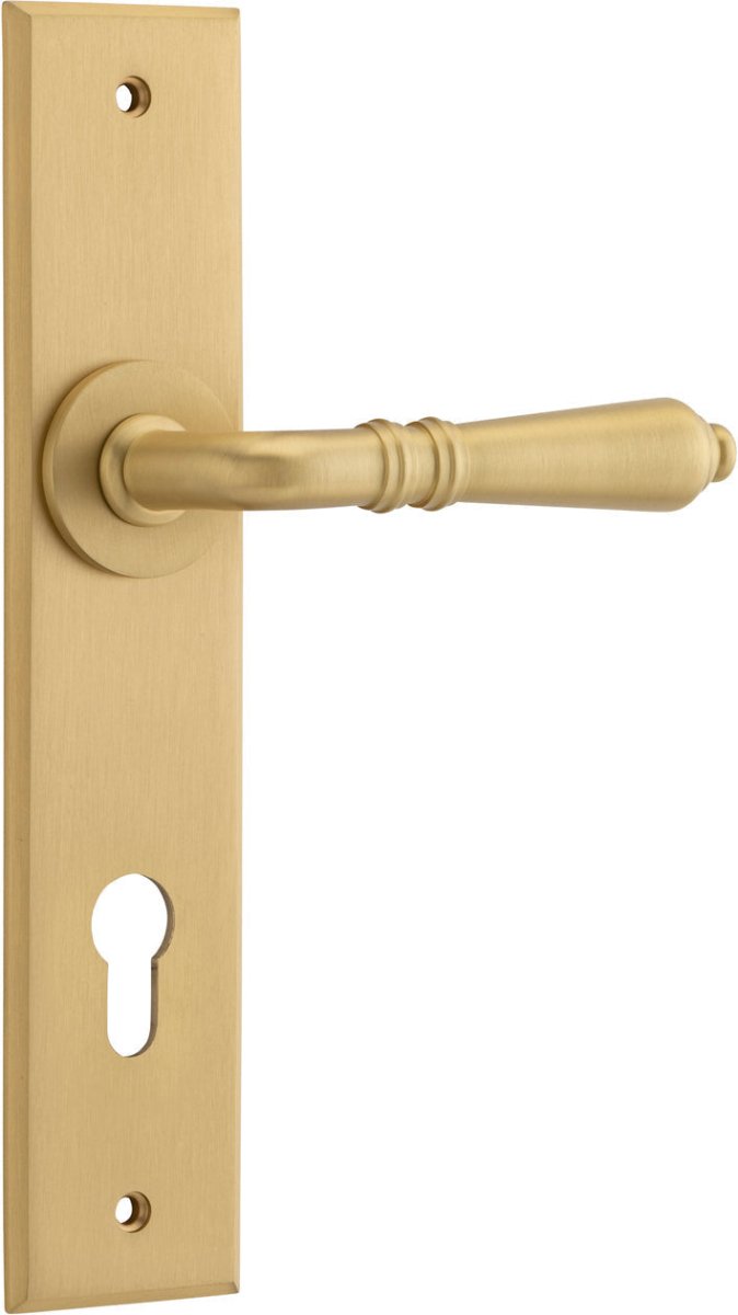 IVER Sarlat Solid Brass Chamfered Plate Door Handle – Multiple Finishes Available - Entry - Point - 15780E85 - Iver