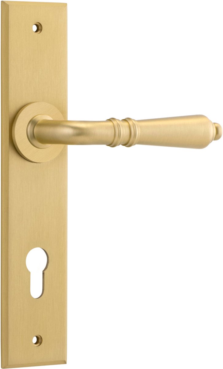 IVER Sarlat Solid Brass Chamfered Plate Door Handle – Multiple Finishes Available - Entry - Point - 16214E85 - Iver