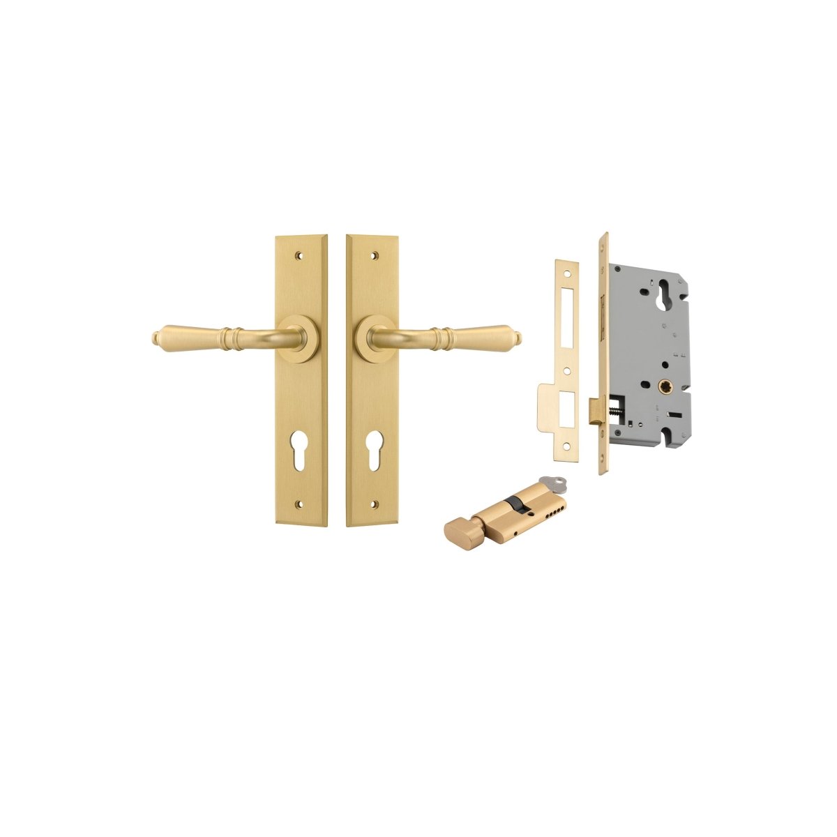 IVER Sarlat Solid Brass Chamfered Plate Door Handle – Multiple Finishes Available - Entry - Point - 16214KENTR60KT - Iver