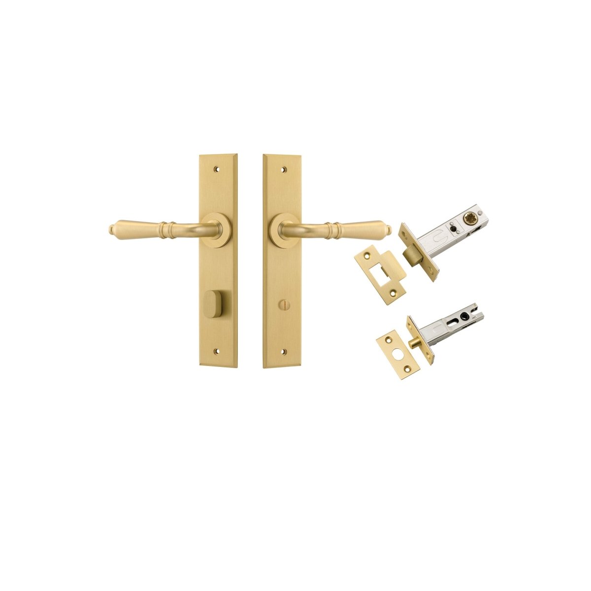 IVER Sarlat Solid Brass Chamfered Plate Door Handle – Multiple Finishes Available - Entry - Point - 16214KPRIV60 - Iver