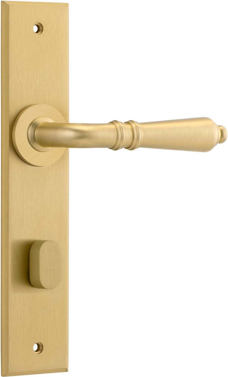 IVER Sarlat Solid Brass Chamfered Plate Door Handle – Multiple Finishes Available - Entry - Point - 16214P85 - Iver