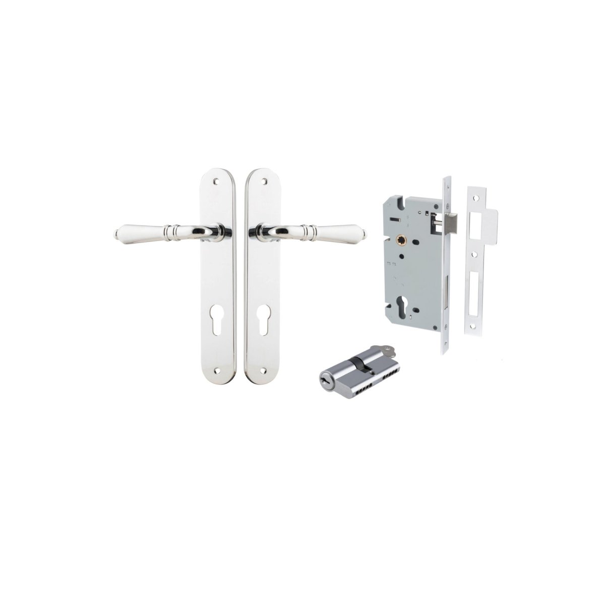 IVER Sarlat Solid Brass Oval Plate Door Handle – Multiple Finishes Available - Entry - Point - 11724KENTR60KK - Iver