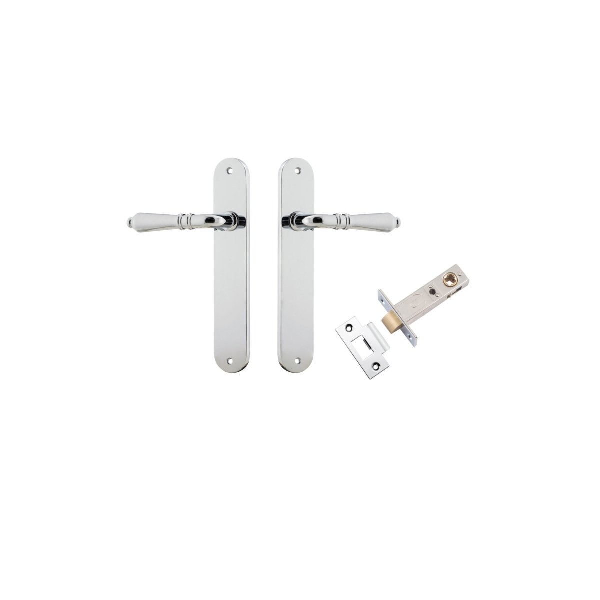 IVER Sarlat Solid Brass Oval Plate Door Handle – Multiple Finishes Available - Entry - Point - 11724KPASS60 - Iver