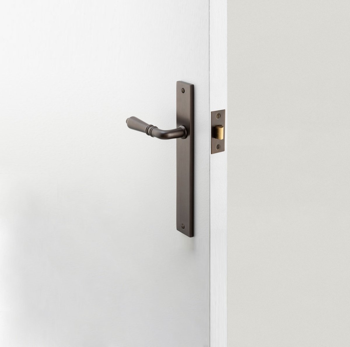 IVER Sarlat Solid Brass Rectangular Plate Door Handle – Multiple Finishes Available - Entry - Point - 10700 - Iver