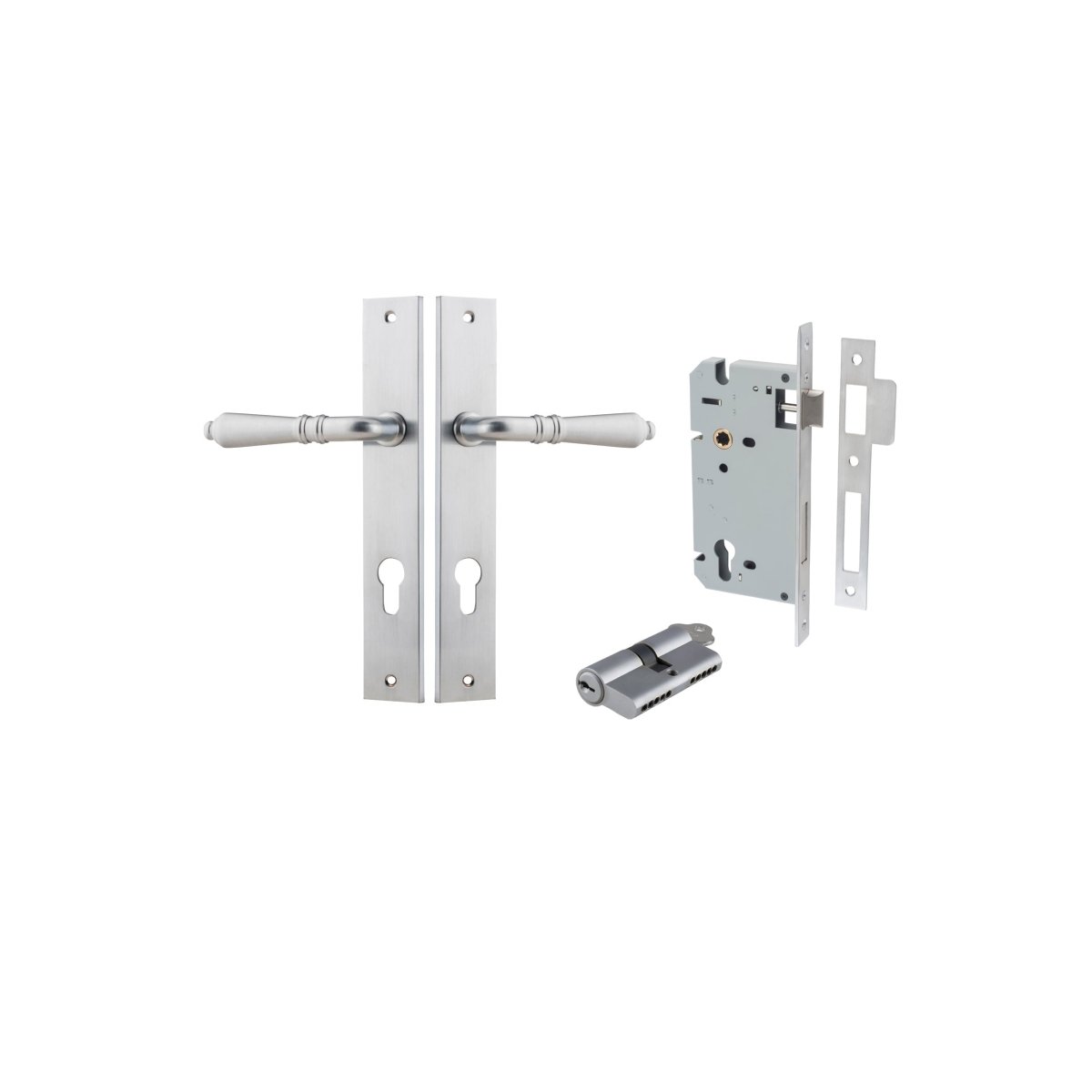 IVER Sarlat Solid Brass Rectangular Plate Door Handle – Multiple Finishes Available - Entry - Point - 12200KENTR60KK - Iver