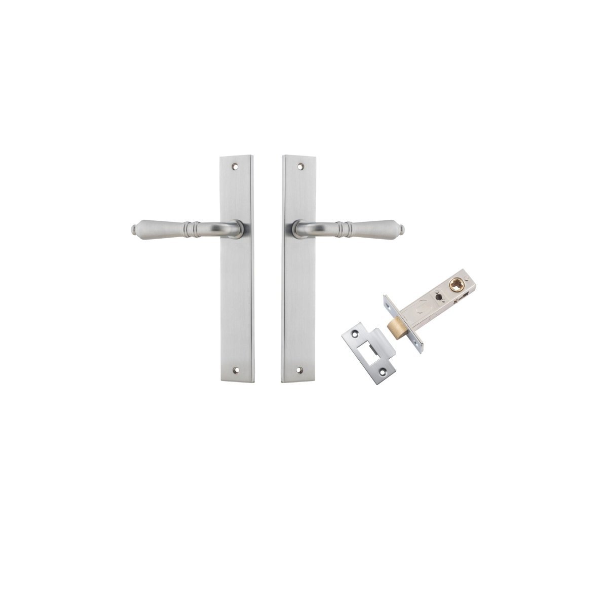 IVER Sarlat Solid Brass Rectangular Plate Door Handle – Multiple Finishes Available - Entry - Point - 12200KPASS60 - Iver