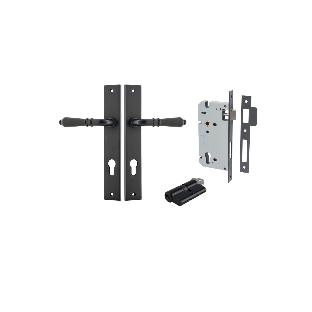 IVER Sarlat Solid Brass Rectangular Plate Door Handle – Multiple Finishes Available - Entry - Point - 12700KENTR60KK - Iver