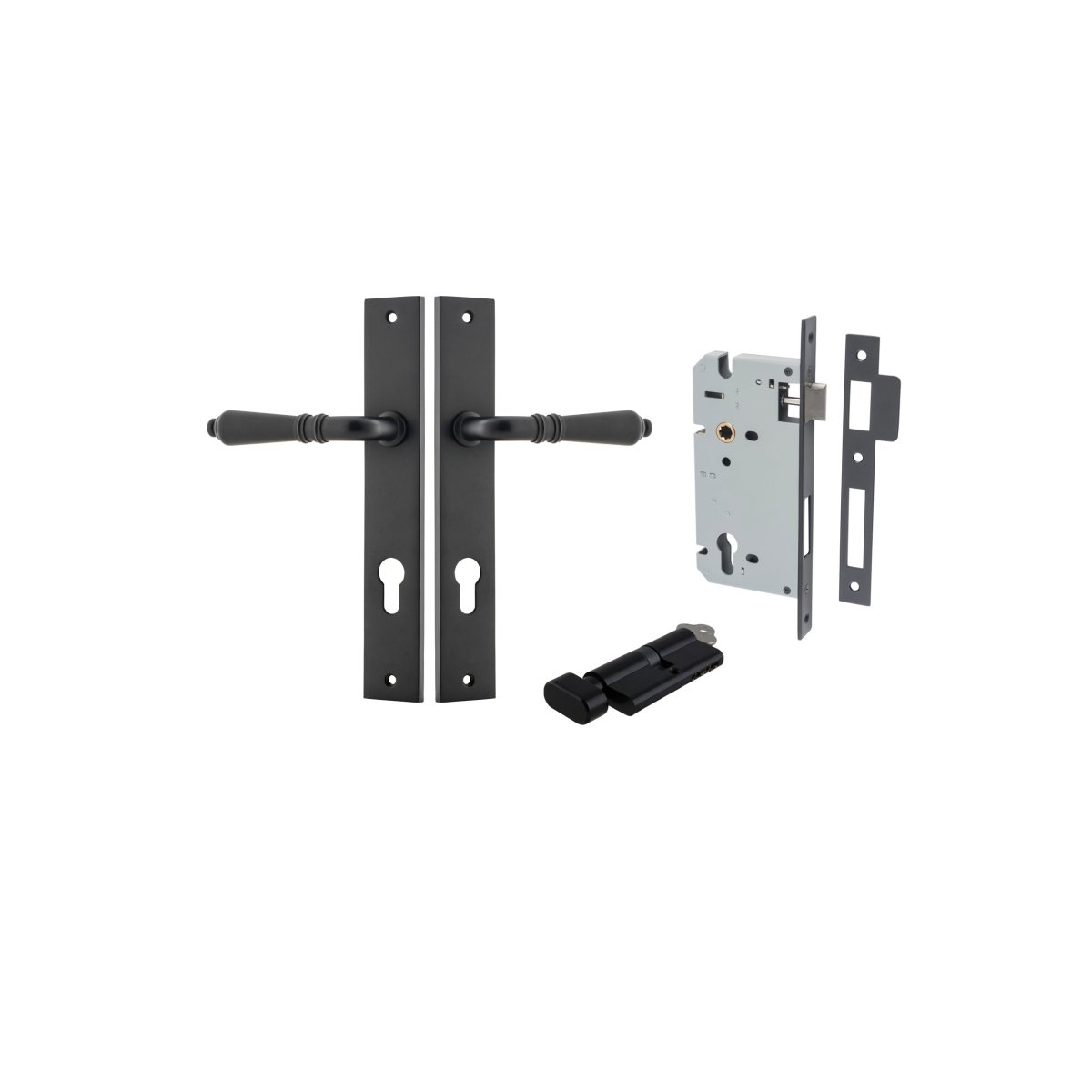 IVER Sarlat Solid Brass Rectangular Plate Door Handle – Multiple Finishes Available - Entry - Point - 12700KENTR60KT - Iver