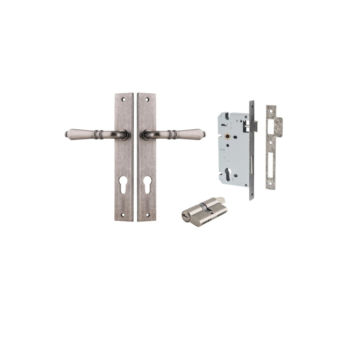 IVER Sarlat Solid Brass Rectangular Plate Door Handle – Multiple Finishes Available - Entry - Point - 13700KENTR60KK - Iver