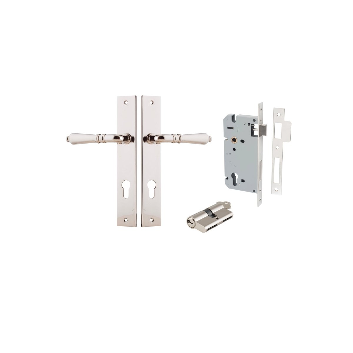 IVER Sarlat Solid Brass Rectangular Plate Door Handle – Multiple Finishes Available - Entry - Point - 14200KENTR60KK - Iver
