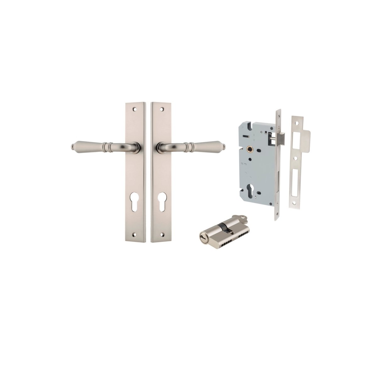 IVER Sarlat Solid Brass Rectangular Plate Door Handle – Multiple Finishes Available - Entry - Point - 14700KENTR60KK - Iver