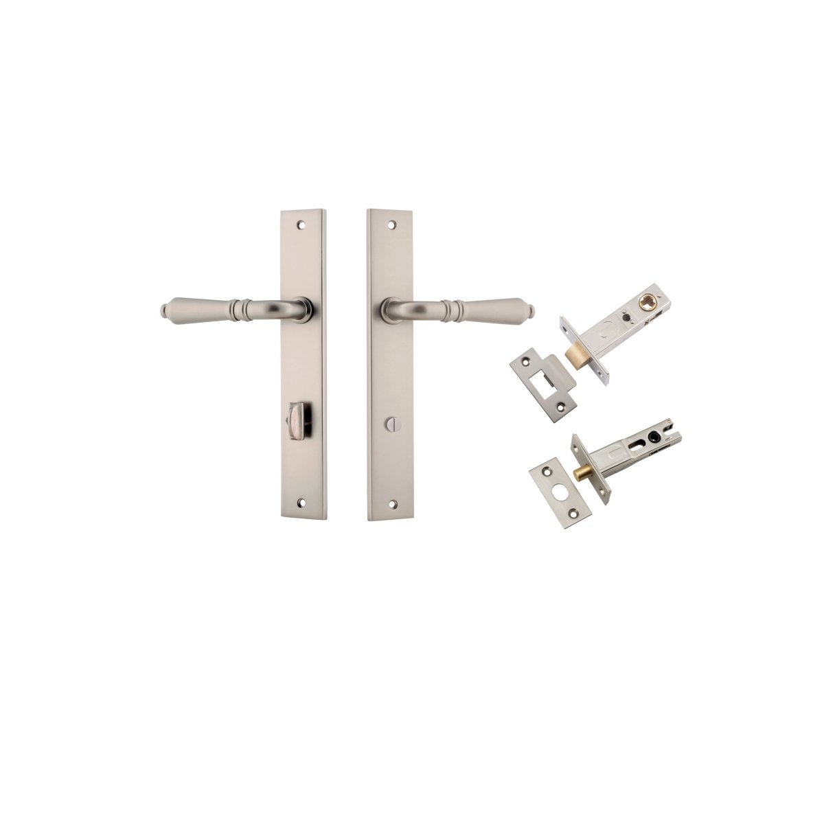 IVER Sarlat Solid Brass Rectangular Plate Door Handle – Multiple Finishes Available - Entry - Point - 14700KPRIV60 - Iver