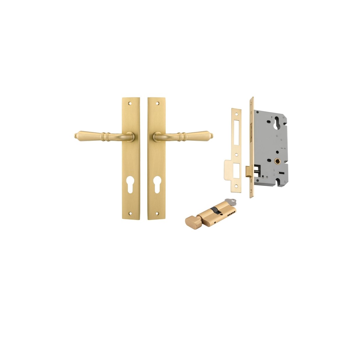 IVER Sarlat Solid Brass Rectangular Plate Door Handle – Multiple Finishes Available - Entry - Point - 16200KENTR60KT - Iver