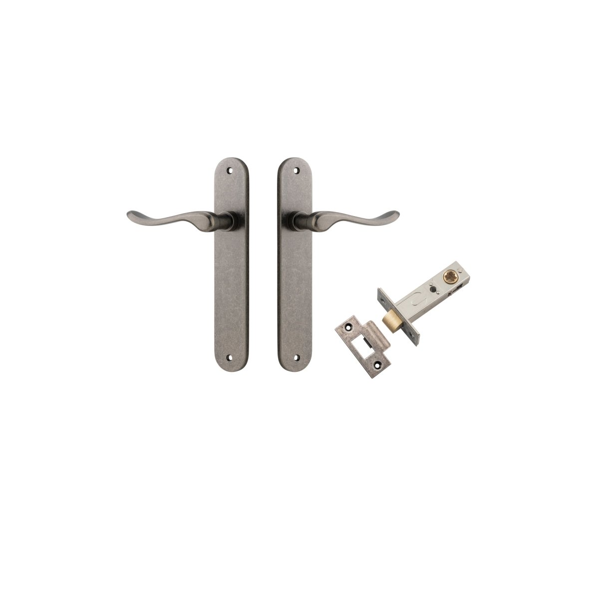 IVER Stirling Solid Brass Oval Plate Door Handle – Multiple Finishes Available - Entry - Point - 13924KPASS60 - Iver