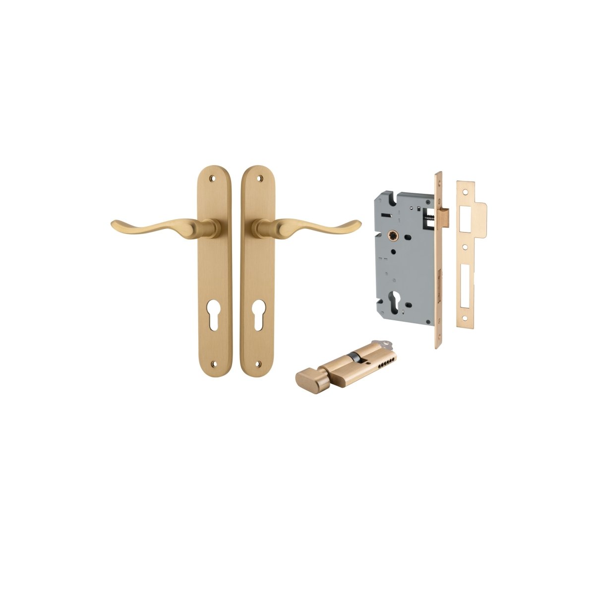 IVER Stirling Solid Brass Oval Plate Door Handle – Multiple Finishes Available - Entry - Point - 15424KENTR60KT - Iver