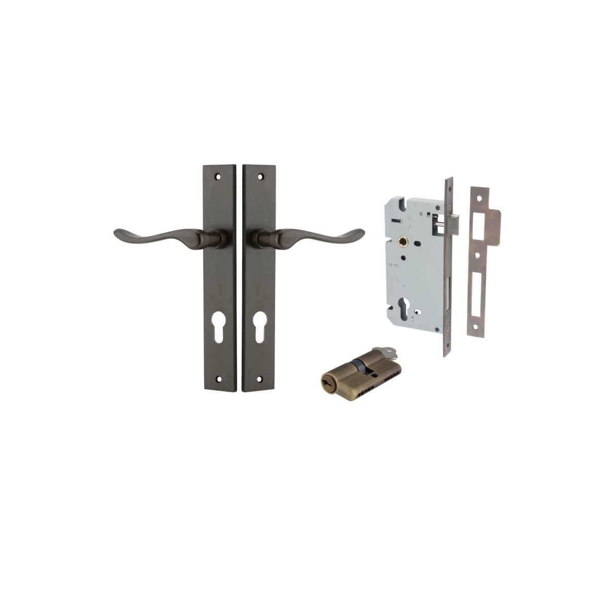 IVER Stirling Solid Brass Rectangular Plate Door Handle – Multiple Finishes Available - Entry - Point - 10920KENTR60KK - Iver