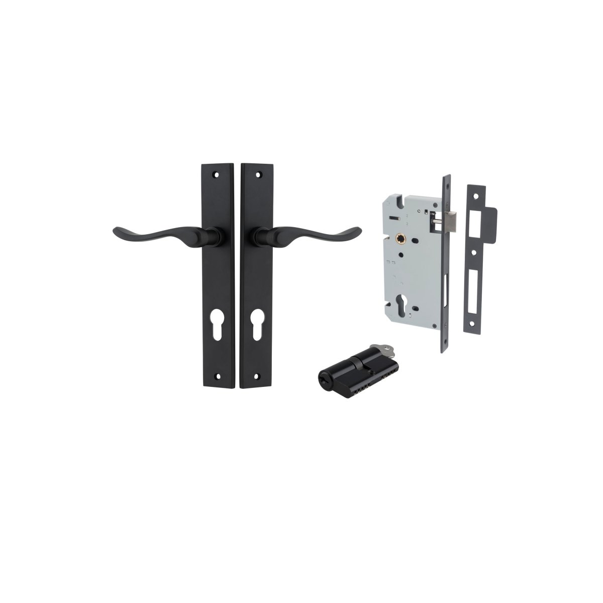 IVER Stirling Solid Brass Rectangular Plate Door Handle – Multiple Finishes Available - Entry - Point - 12920KENTR60KK - Iver