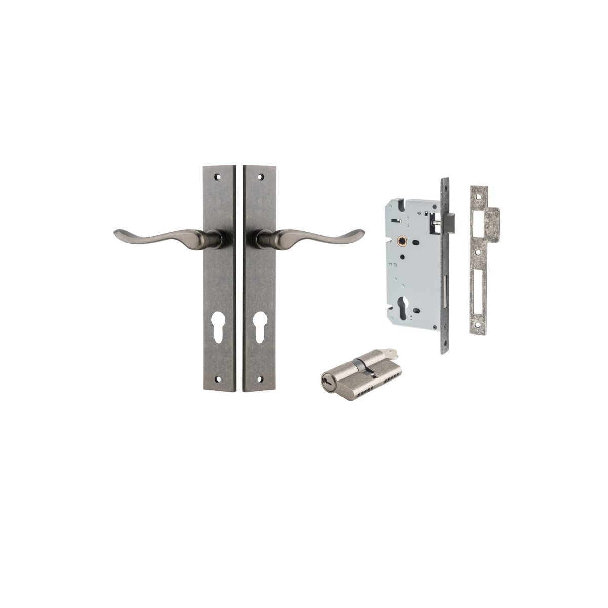 IVER Stirling Solid Brass Rectangular Plate Door Handle – Multiple Finishes Available - Entry - Point - 13920KENTR60KK - Iver