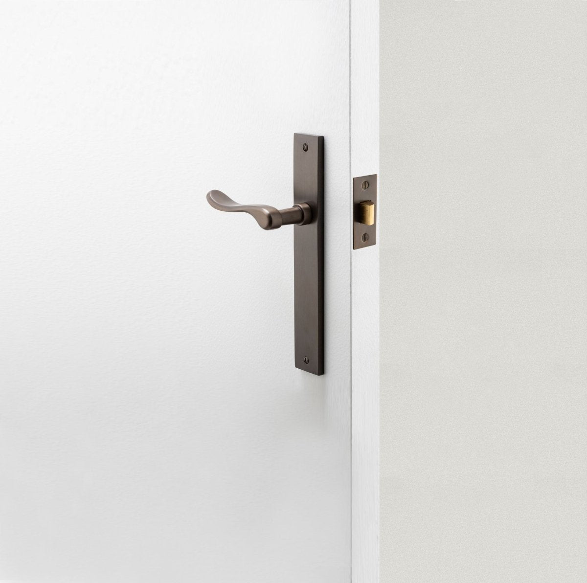 IVER Stirling Solid Brass Rectangular Plate Door Handle – Multiple Finishes Available - Entry - Point - 15420 - Iver